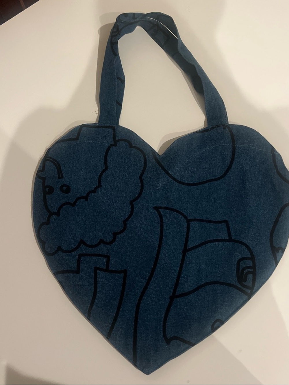 Lazy Oaf Cotton Heart Denim Black Tote Bag RARE LAZY Y2K Purse New 15x13